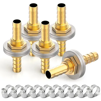 Immagine prodotto di Solidchoice - Set di 5 raccordi in ottone per tubi flessibili, completo di fascette