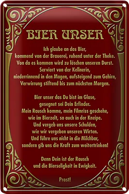 Produktbild von Blechschild 20x30cm Prost Bier unser
