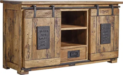 Image de MASSIVMOEBEL24 | Buffet 128x45 Manguier laqué Bois naturel RAILWAY #102