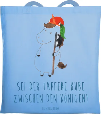 Produktbild von Mr. & Mrs. Panda Stoffbeutel Einhorn Junge - Sky Blue - Geschenk, Tasche, Mittelalter, Tote Bag, Einkaufstüte, Unicorn, Einhörner, Schultasche, Shopping, Bube