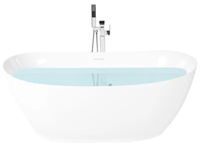 Obrázek produktu pro BELIANI Samostatně stojící vana bílá akrylová 170 x 80 cm oválná moderní lesklý povrch tenký okraj
