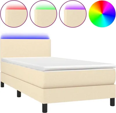 Produktbild von Boxspringbett mit Matratze & LED Creme 100x200 cm Stoff