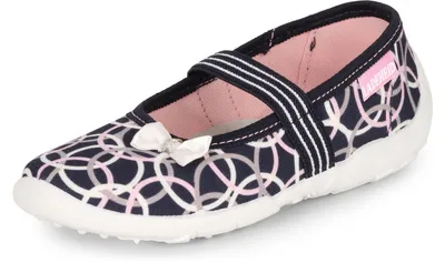 Produktbild von Ladeheid Mädchen Hausschuhe Ballerinas mit Einlegesohlen LAVI0005 (Marineblau 2, 27 EU)