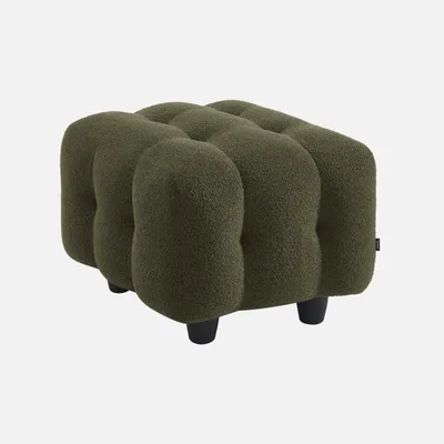 Produktbild von sweeek - Sitzhocker Fußhocker mit strukturiertem Bouclébezug für 2-Sitzer Sofa Leon  - Khaki