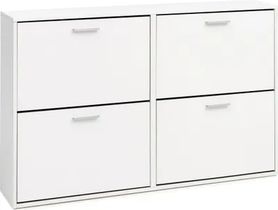 Produktbild von WOHNLING Schuhschrank WL5.829 Modern 120 x 81 x 24 cm Holz Schuhregal Weiß 4 Fächer Schuhkommode Flurschrank mit Ablage Schuhkipper Schuhaufbewahrung