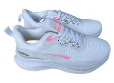 Produktbild von NBK Damen Sneaker Strick-Mesh atmungsaktiv leicht - Weiß/Rosa, Gr. 39