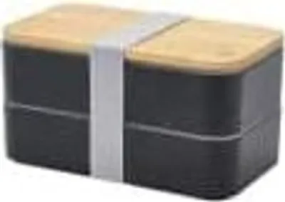 Produktbild von Box Set inkl. Besteckhalter - Lunch Box mit Besteck und Bambus Deckel - Brotdose 2 Fächer luftdicht - Brotbox Set für Kinder