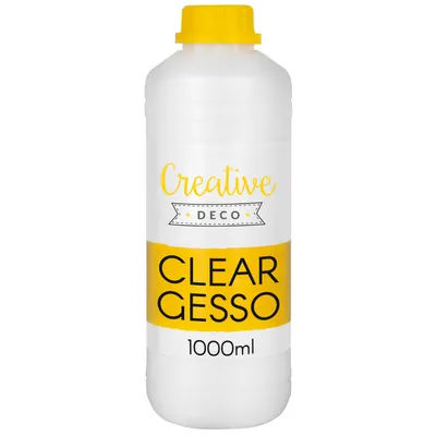 Obrázok produktu pre Creative Deco Profesionálna Bezfarebná Géza | 1 L | Perfektný Základný Náter na Maľovanie | Ideálny Základný Náter na Akrylové Farby, Olejové Farby, Prelievanie, Dekupáž, Finnabair, Maliarske Farby | Základná Farba