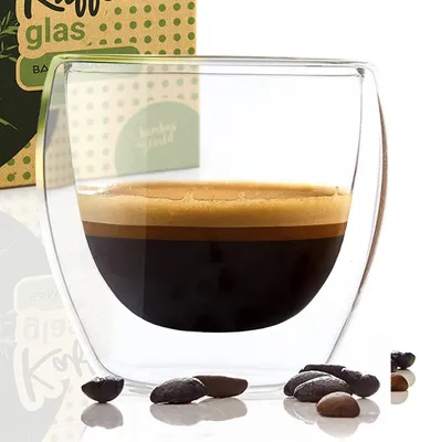 Doppelwandiges Kaffeeglas, 100 ml, Borosilikatglas, spülmaschinenfest