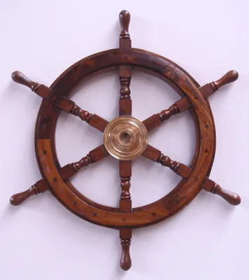 Produktbild von Deko Steuerrad Steuerruder Schiff Holz Maritim 62 cm