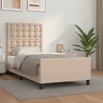 Produktbild von The Living Store Bettgestell mit Kopfteil Cappuccino-Braun 100x200 cm Kunstleder