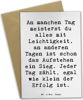 Produktbild von Mr. & Mrs. Panda Grußkarte Spruch Leichtigkeit im Alltag - Weiß - Geschenk, weihnachtskarten, osterkarte, Seele, Gefühl, glückwunschkarten, Anerkennung, Zitat, Motivation