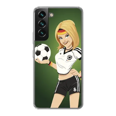 Produktbild von MuchoWow® Handyhülle Schutzhülle Hülle für Samsung Galaxy S22 Illustration eines Mädchens mit deutscher Kleidung und einem Fußball - Mädchen - Kinder Silikon Softcase Handy Hülle - Mobiltelefonhülle