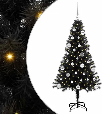 Obrázok produktu pre vidaXL Vianočný stromček so 150 LED diódami so stojanom čierny 150 cm PVC