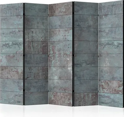 Produktbild von 5-teiliger Einseitiger Vlies Paravent - Turquoise Concrete II 225x172 cm Muster f-A-0161-z-c