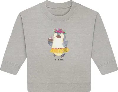 Produktbild von Mr. & Mrs. Panda Organic Baby Pullover Pinguin Kokosnuss 12. - 18. Monat - Heather Grey - Geschenk, Hawaii, Tanzen, Bullover, Urlaub, Erholt