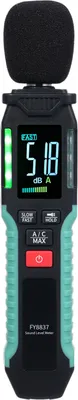 Obrázok produktu pre FY8837 Decibel meter s A/C vážením, digitálny merač hladiny zvuku 30-130 dB, prenosný vysoko presný hlukomer s farebným LCD displejom, merač hluku pre domácnosť s funkciami MAX, podržanie údajov a baterka, pre domácnosť, továreň, kanceláriu