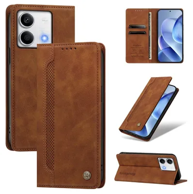 Produktbild von Handyhülle für Xiaomi Redmi Note 13 5G, Leder Wallet Klapphülle mit Standfunktion, Stoßfeste Schutzhülle Braun