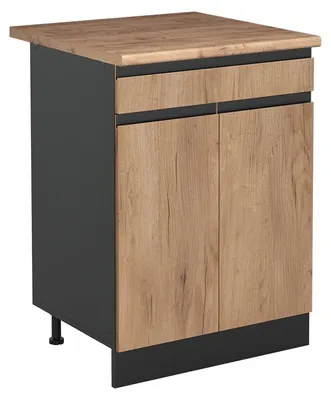 Obrázek produktu pro Spodní skříňka kuchyňské linky Vicco R-Line Zlatý mocný dub/Antracit 60 cm se zásuvkou pracovná doska Dub Goldkraft, Model 61103