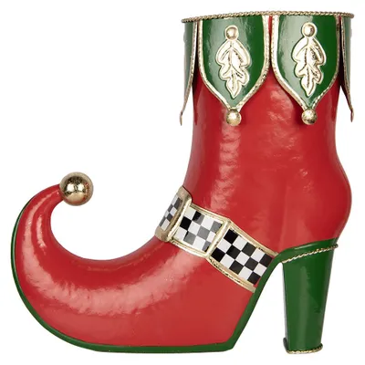 Zdjęcie produktu dla Figurka świąteczna Clayre & Eef, buty, 41x16x39 cm, czerwone, metal