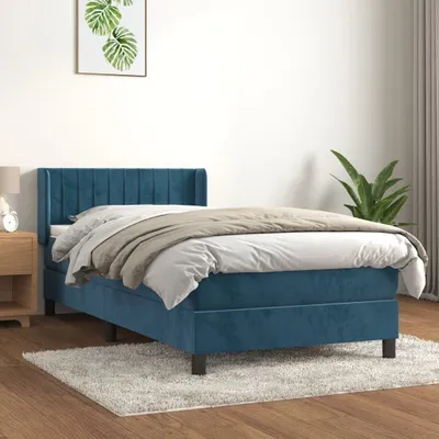 Produktbild von Maison Exclusive - Boxspringbett mit Matratze Dunkelblau 90x200 cm Samt