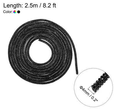 Produktbild von 4mm x 2.5m Strassschlauch Seil Bling Kristall Strass Schnur fš¹r DIY Sneakers Pullover Sweatpants Dekoration Wei? AB Farbe, Schwarz mit Aglets