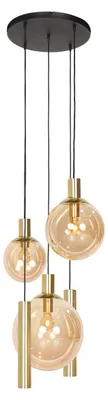 Productafbeelding van Vide hanglamp Bollique goud met amberglas