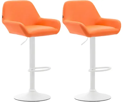 Produktbild von CLP 2er Set Barhocker Braga Kunstleder drehbar und höhenverstellbar orange Gestell Farbe weiß