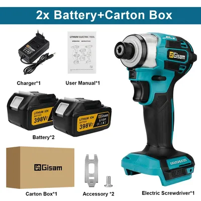 Immagine prodotto di Avvitatore elettrico a batteria da 18V - Trapano avvitatore a batteria brushless con coppia di 688 Nm - Avvitatore a batteria senza fili - Set con 2 batterie