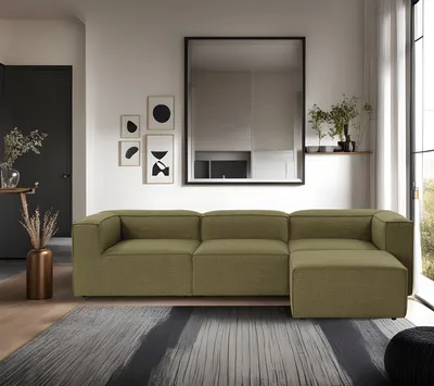 Produktbild von Hanah Home, Fora - Green, Ecksofa, 100 % Hainbuche, Grün, 296 x 185 x 66 cm