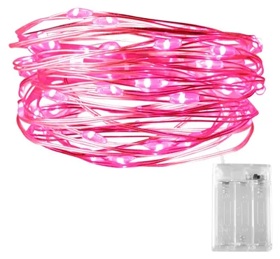 LED-Lichterkette 30er, 3 m, IP65, batteriebetrieben, rosa