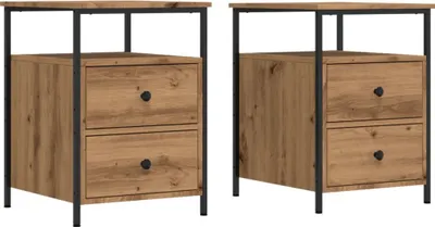 Produktbild von Nachttische 2 Stk. Artisan-Eiche 44x45x60 cm Holzwerkstoff