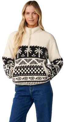 Produktbild von Rip Curl Damen Fleecepullover Bossa Nova 1/4 Zip Polarfleece, Größe:S, Farben:black / white