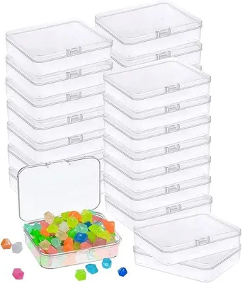 Imagen del producto de Cajas transparentes con tapa: recipientes rectangulares de 8,5 x 6,1 x 2,5 cm, de gran transparencia, ideales para pequeñas cajas de regalo y recipientes para joyería