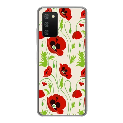 Produktbild von MuchoWow® Handyhülle Schutzhülle Hülle für Samsung Galaxy A03s Blumen - Mohn - Muster Silikon Softcase Handy Hülle - Schutz