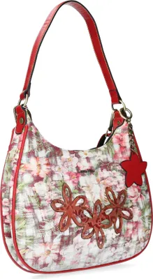 Produktbild von Laura Vita Damen Schultertasche 4735 Umhängetasche Blumenapplikation, Farbe:Rot
