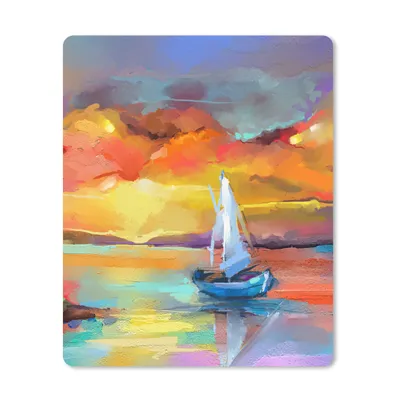 Produktbild von MuchoWow® Mauspad Mousepad Malerei - Ölfarbe - Boot - Farben 19x23 cm - Mousepads - Maus Mat - Pad - Mausunterlage - Mauspads - Spielen
