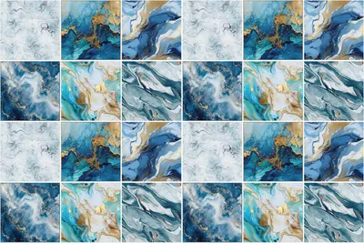 Produktbild von Fliesenaufkleber 20 x 20 cm – 24 Stück – Selbstklebend – Wasserfest – Pflegeleicht – Hitzebeständig – Für Küche & Bad – Abstrakte blaue Flecken