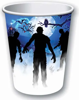 Produktbild von Rubie's Pappbecher mit gruseligem Zombie-Motiv, 266 ml Fassungsvermögen, 8 Stück