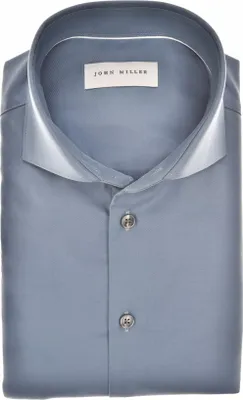 Produktbild von Blaues Uni Langarm Hemd aus 100% Baumwolle mit Cutaway-Kragen