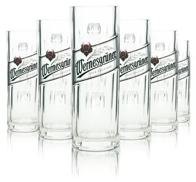 Produktbild von 6x Wernesgrüner Bier Glas 0,5l Krug Rastal Seidel Henkel Gläser Krüge Beer Bar
