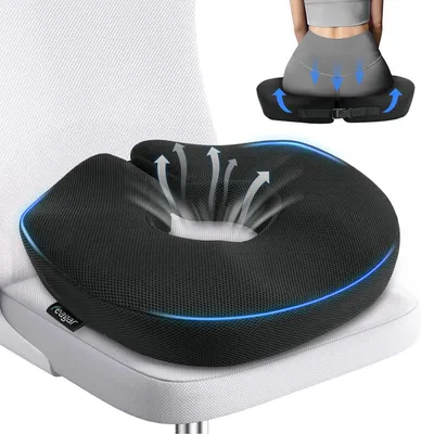 Obrázek produktu pro Polštář ve tvaru koblihy, 1 kus, ergonomická paměťová pěna s 3D síťovaným potahem, pro úlevu od kostrče, hemoroidů, ischiasu, poporodní použití