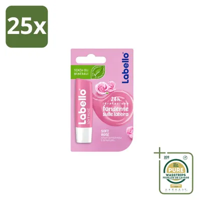 Productafbeelding van 25 x Labello Soft Rosé lippenbalsem - 4,8 g - Voorraadverpakking - 25 stuks
