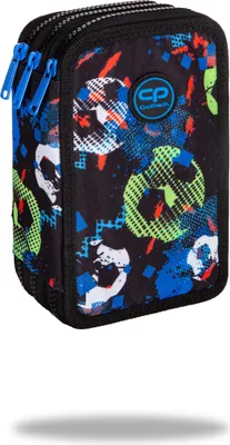 Zdjęcie produktu dla Patio Piórnik Szkolny Potrójny Z Wyposażeniem - Jumper 3Football Blue