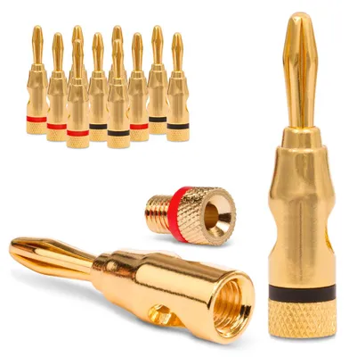 Produktbild von 12x Bananenstecker vergoldet High End Bananas Stecker Nauci 24K f Kabel bis 6mm²