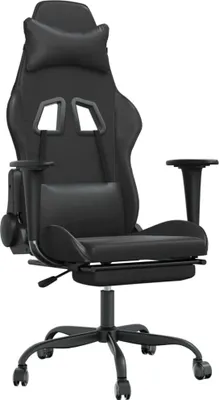 Produktbild von Gaming-Stuhl mit Massage & Fußstütze Schwarz Kunstleder