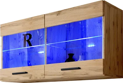 Produktbild von Komodee | Vitrine Schrank mit 2 Türen Savona, Korpus Wotan Matt Frontfarbe Wotan Matt