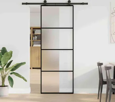 Immagine prodotto di Porta Scorrevole con Ferramenta 76x205cm Vetro ESG Alluminio