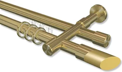 Produktbild von Interdeco Rundrohr-Innenlaufstange, Gardinenstange (Kombination) Messing-Optik Modell Prestige Verano, 20 mm Ø 2-läufig, 220 cm