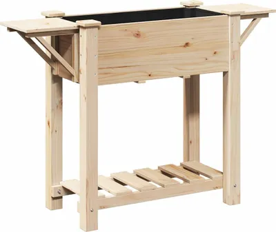 Obrázok produktu pre vidaXL Záhradný kvetináč s policou, béžový, 111 x 37 x 76,5 cm